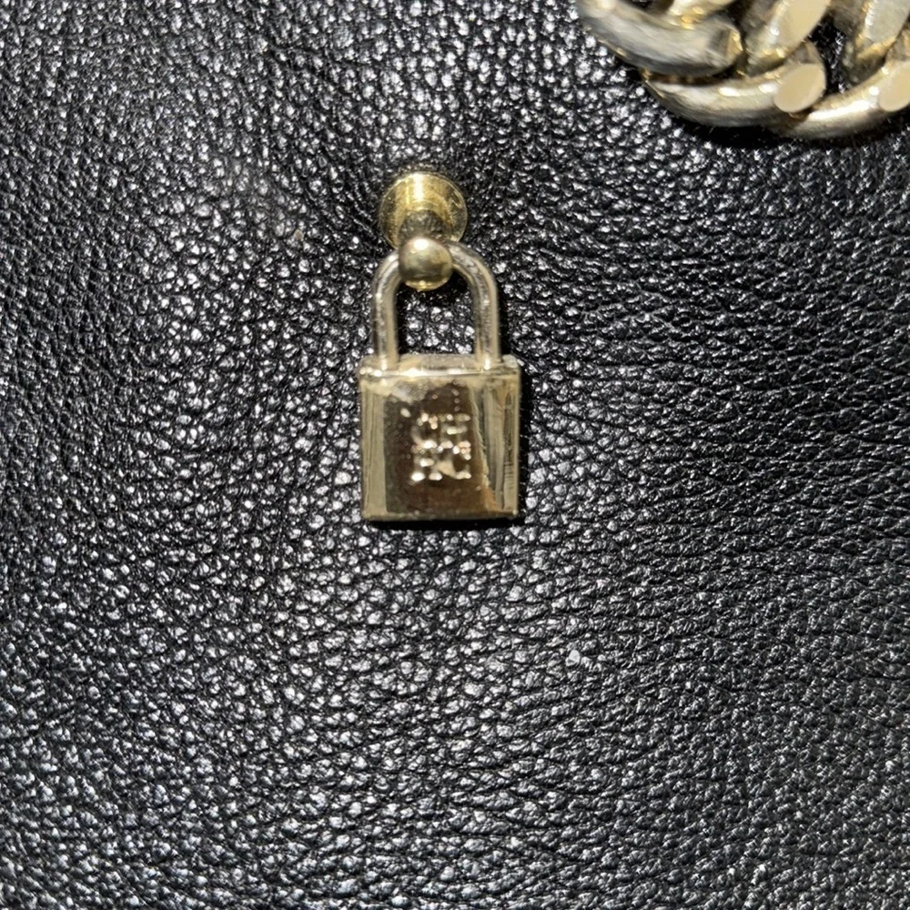 Carolina Herrera Black Monogram Embossed Leather Dahlia Hobo